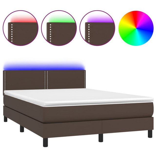 vidaXL Boxspringbett Bett Boxspringbett mit Matratze & LED Kunstleder (140 günstig online kaufen