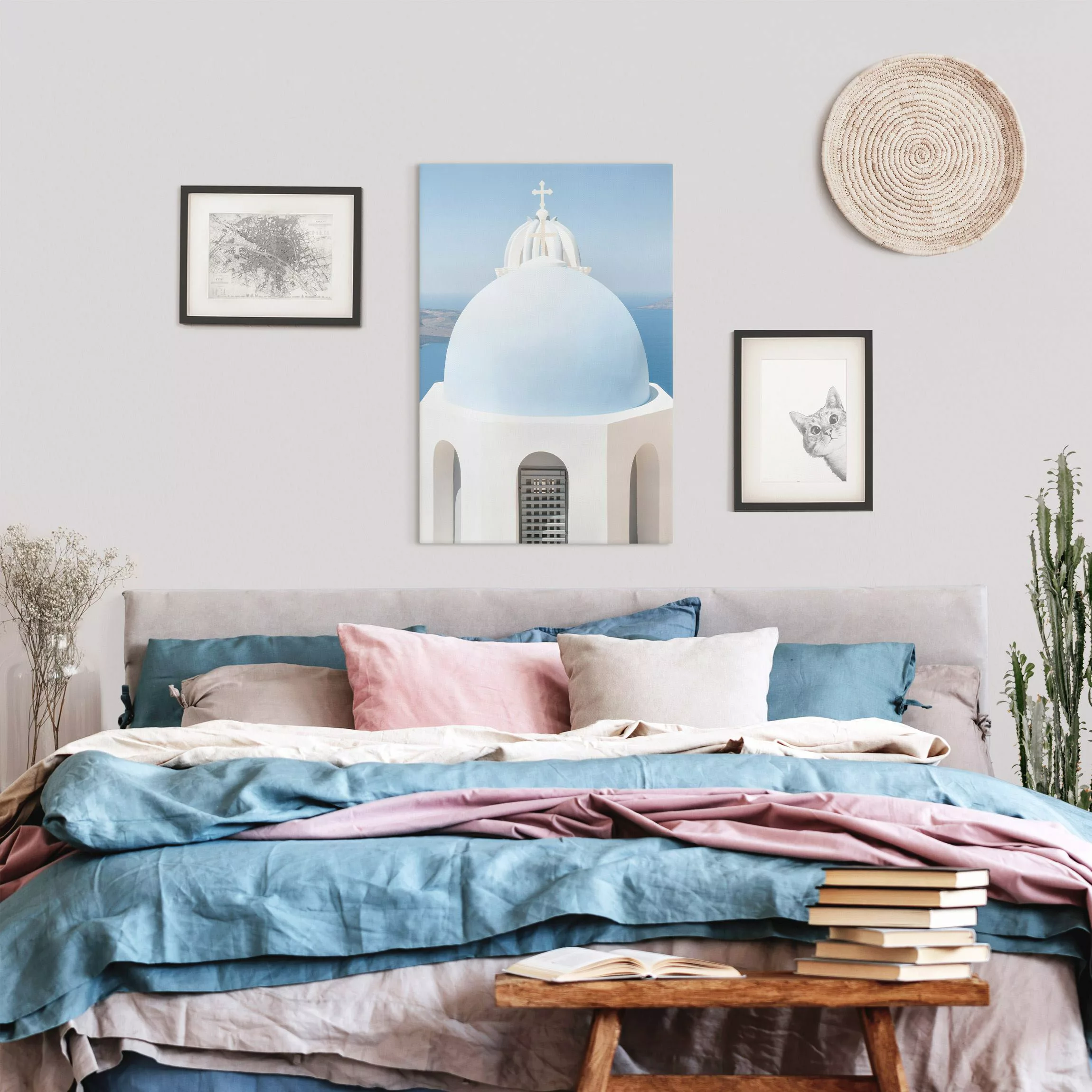 Leinwandbild Santorini Kirche günstig online kaufen