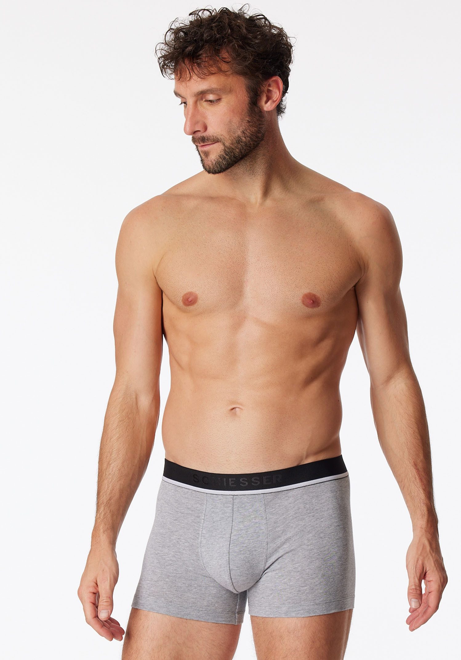 Schiesser 3-er Set Trunks Schwarz, Grau & Dunkelblau günstig online kaufen