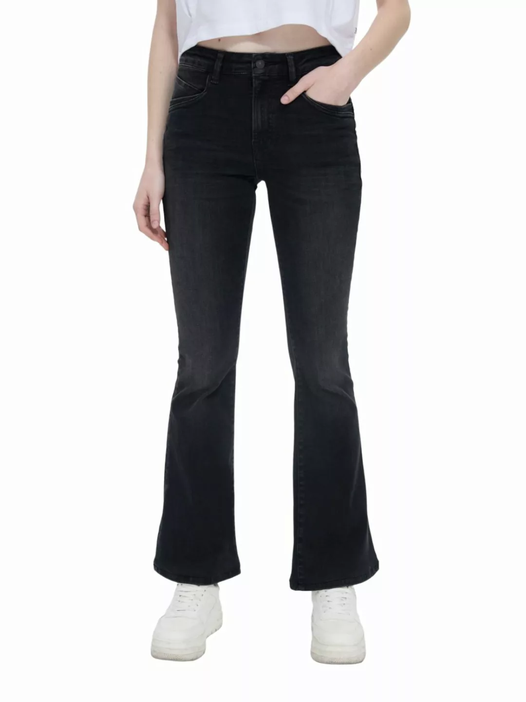 LTB Damen Jeans NOVI - High Waist - Flared Fit - Schwarz günstig online kaufen