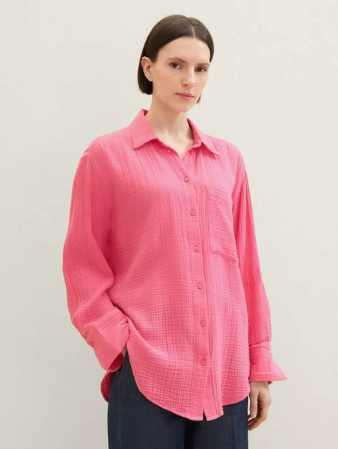 TOM TAILOR Langarmbluse Musselin Oversized Bluse mit Struktur günstig online kaufen