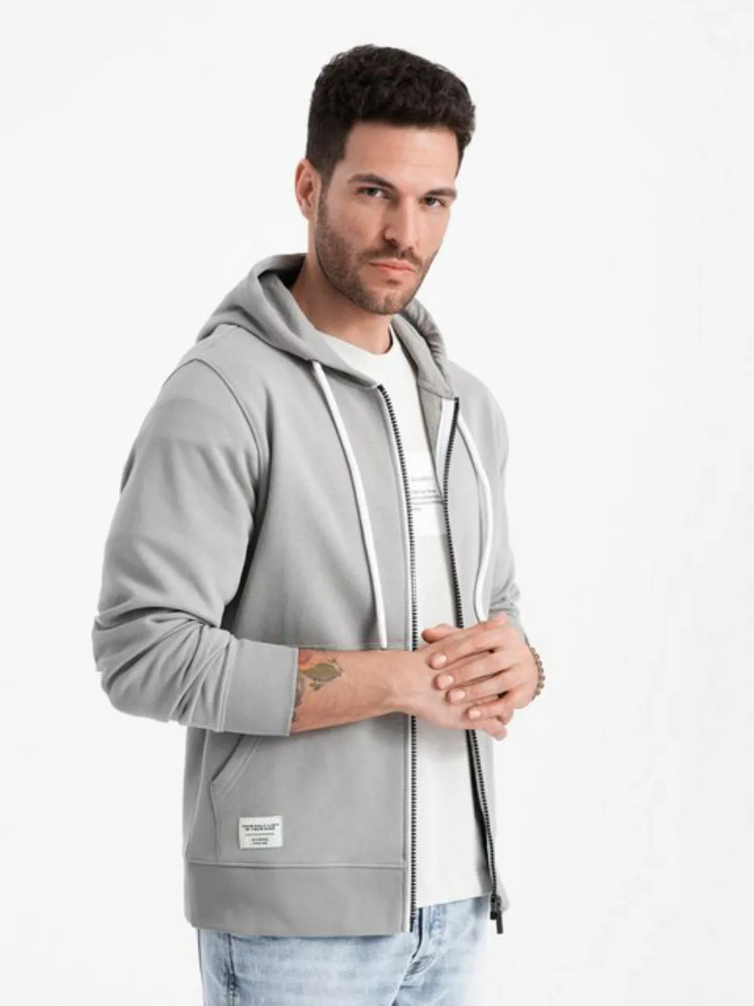 OMBRE Kapuzenpullover BASIC Herren Sweatshirt mit Reißverschluss und Kapuze günstig online kaufen