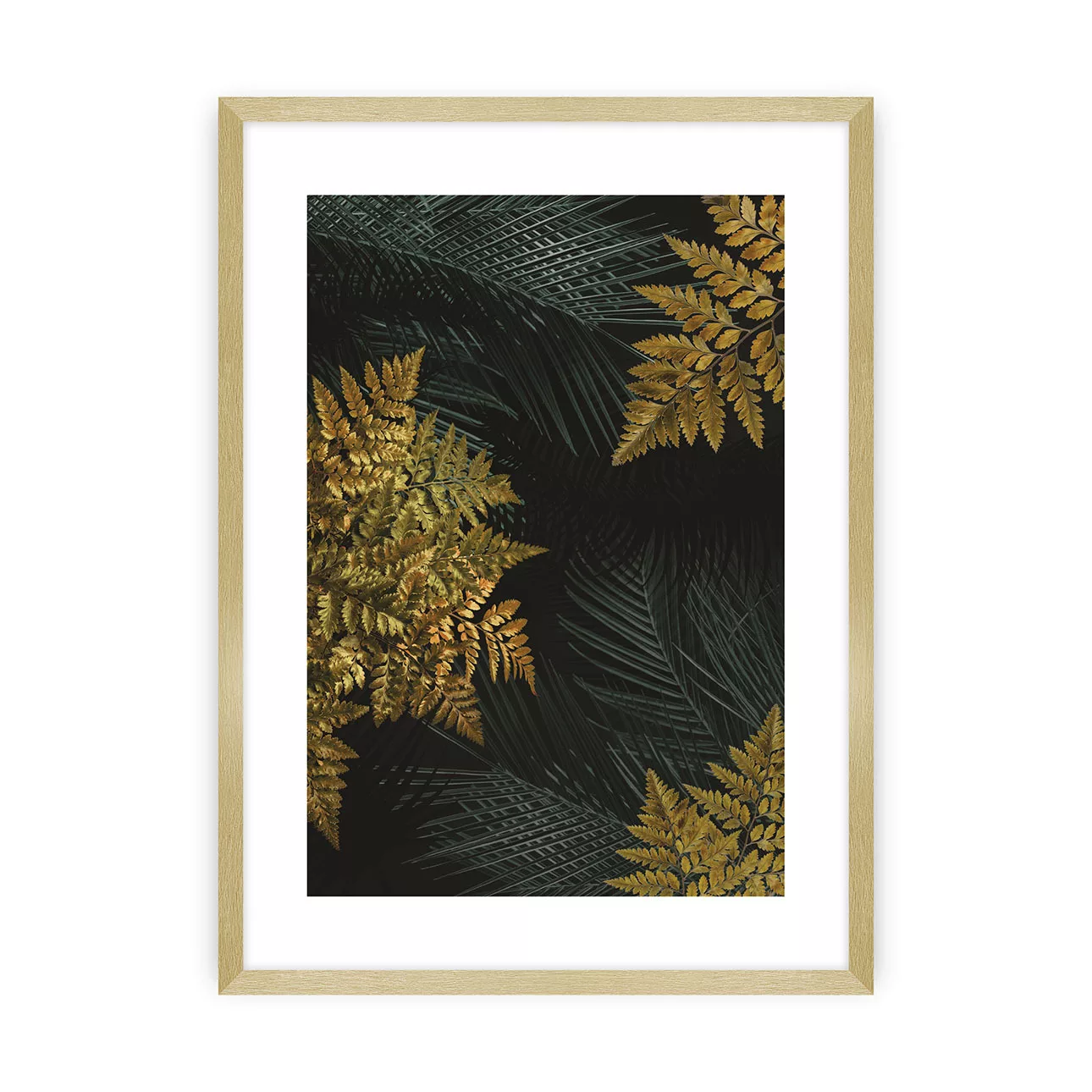 Poster Golden Leaves II, 70 x 100 cm, Ramka: Złota günstig online kaufen