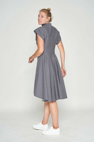 Kleid Mit Stehkragen Denim Stretch Grau günstig online kaufen