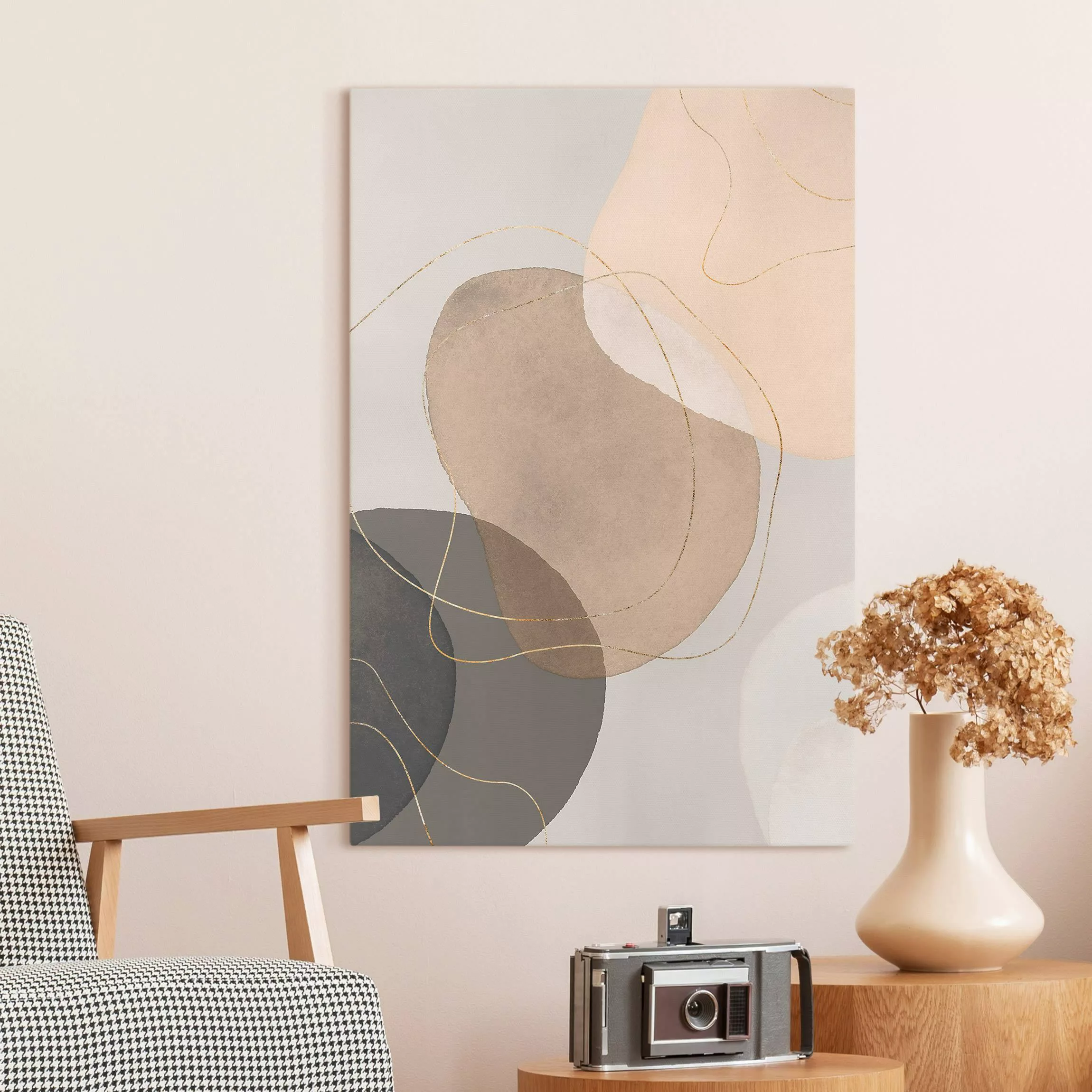 Leinwandbild Verspielte Impressionen in Beige günstig online kaufen