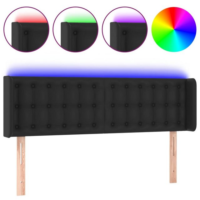 vidaXL Bett, LED Kopfteil Schwarz 147x16x78/88 cm Kunstleder günstig online kaufen