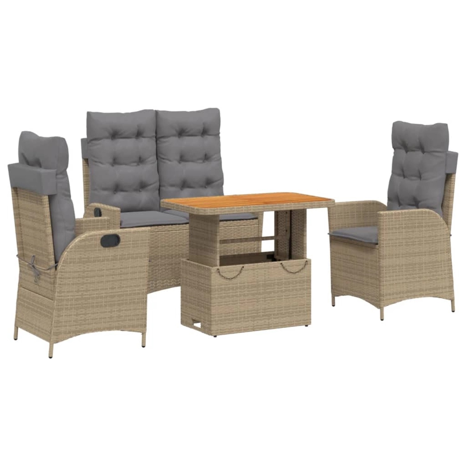 vidaXL 4-Tlg Garten-Essgruppe mit Kissen Beige Poly Rattan 3277491 günstig online kaufen