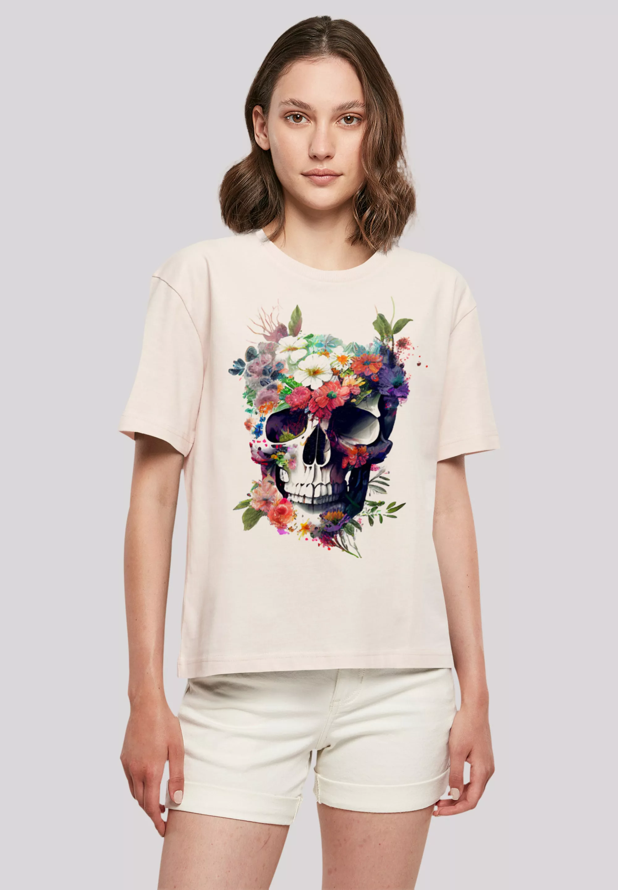F4NT4STIC T-Shirt "Totenkopf Blumen", Print günstig online kaufen