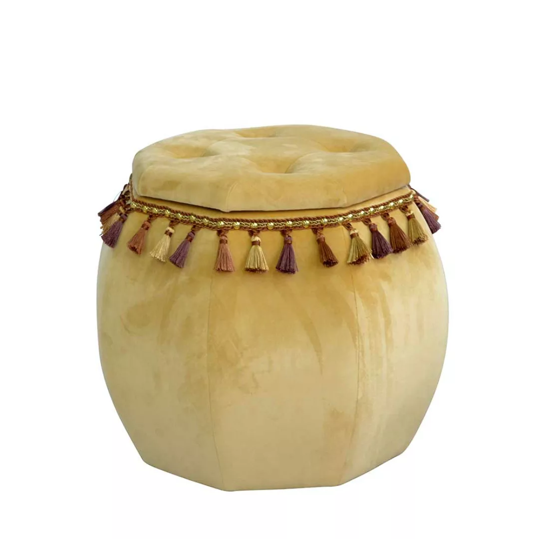 Stauraum Hocker im orientalischen Design Beige Samt günstig online kaufen