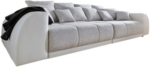 DELIFE Big-Sofa Violetta, Creme Hellgrau 310x135 inklusive 12 Kissen XXL So günstig online kaufen