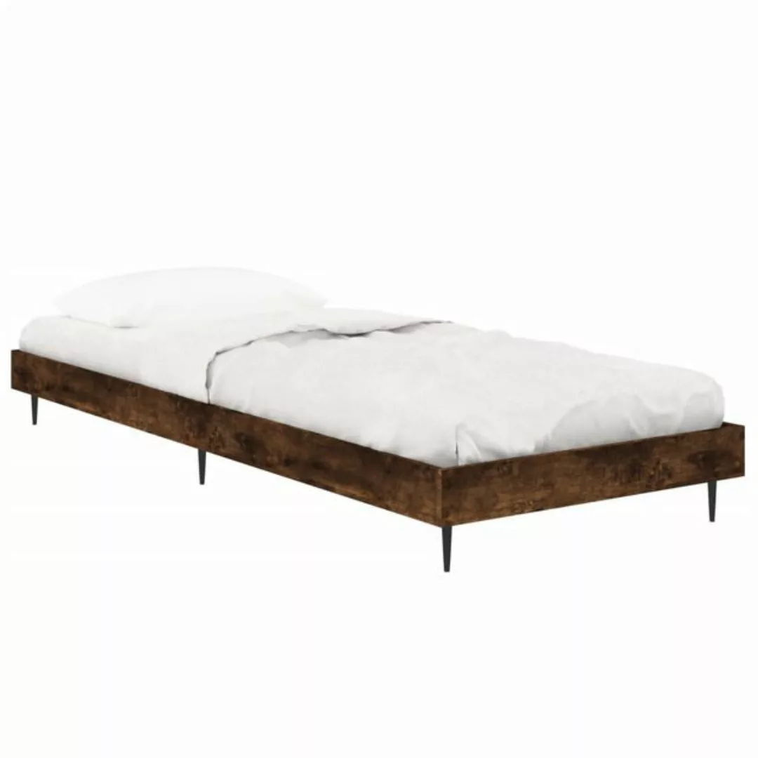 vidaXL Bett Bettgestell ohne Matratze Räuchereiche 75x190 cm Holzwerkstoff günstig online kaufen