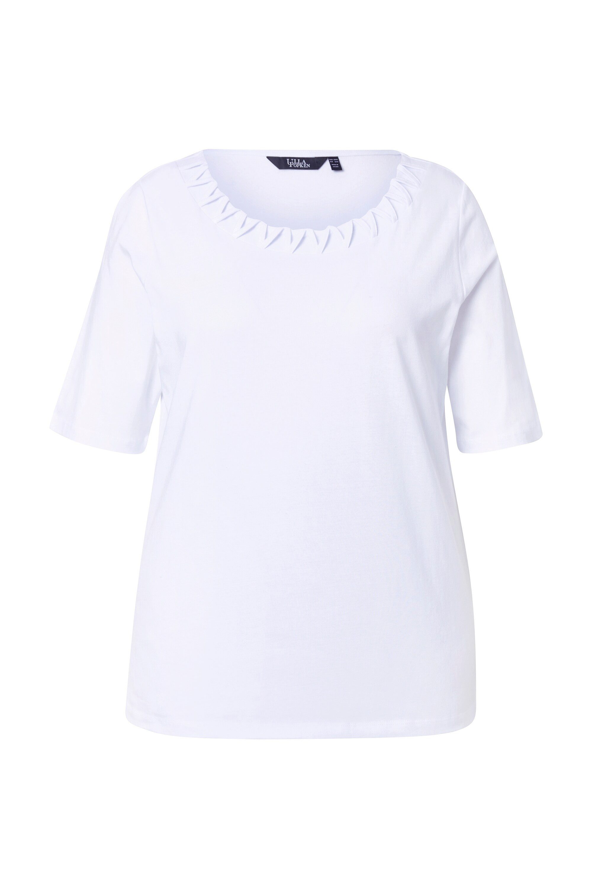Ulla Popken Longtop T-Shirt Flecht-Zierkante Rundhals günstig online kaufen