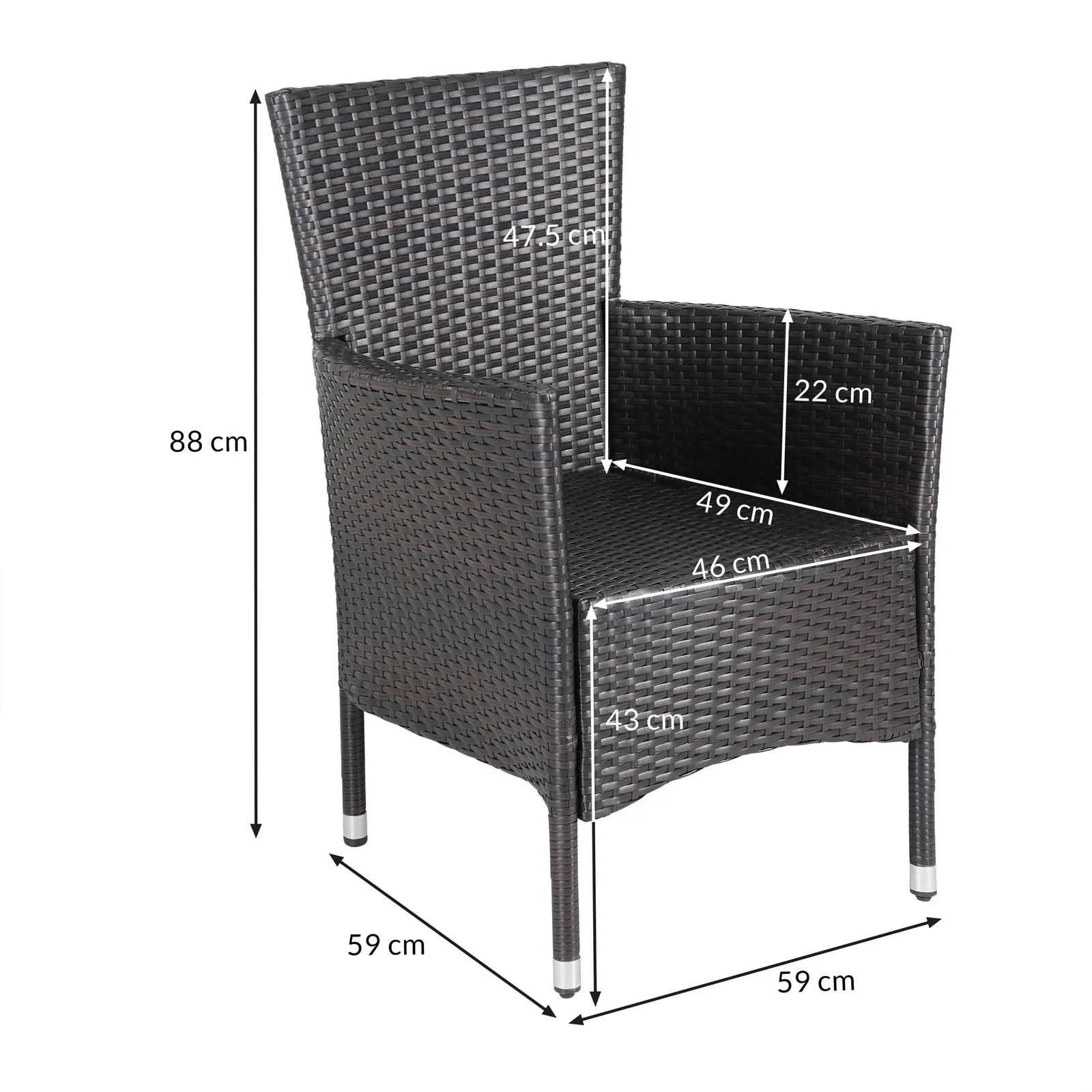 Casaria Gartenstuhl, Polyrattan 4er Set Stapelbar günstig online kaufen