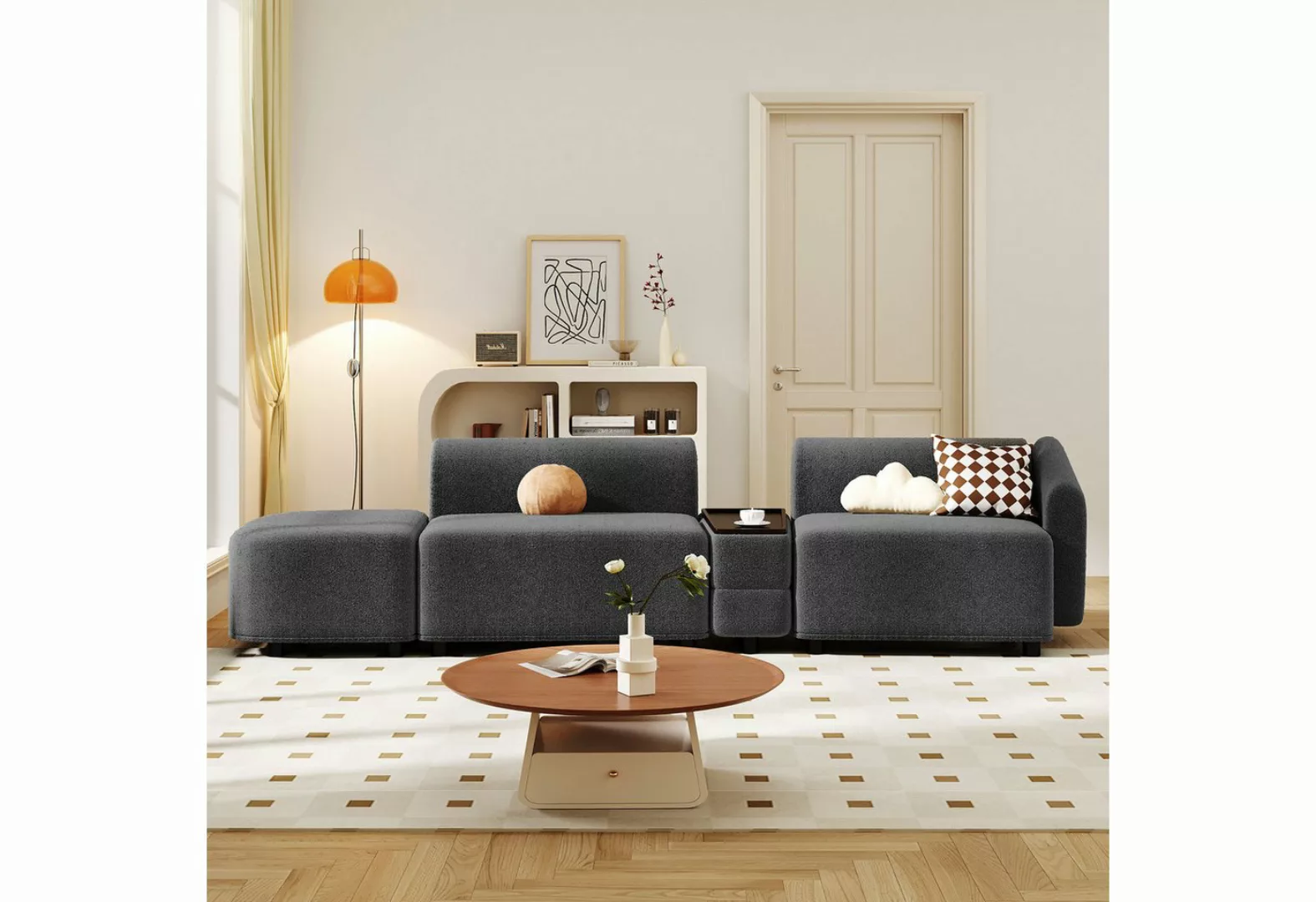 IDEASY 3-Sitzer Polstersofa, Dreisitzer, Wohnzimmersofa, Fußstütze, Teddy-S günstig online kaufen