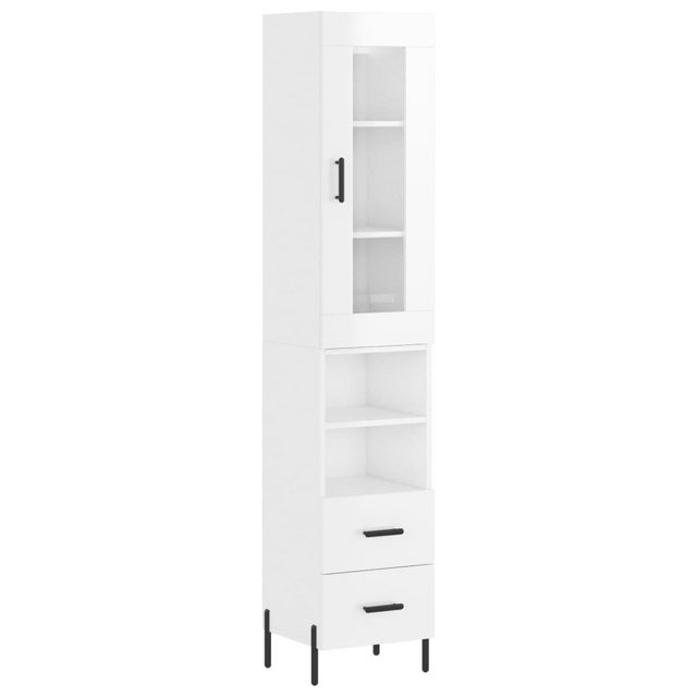 vidaXL Vitrine Highboard Hochglanz-Weiß 34,5x34x180 cm Spanplatte Glas Vitr günstig online kaufen