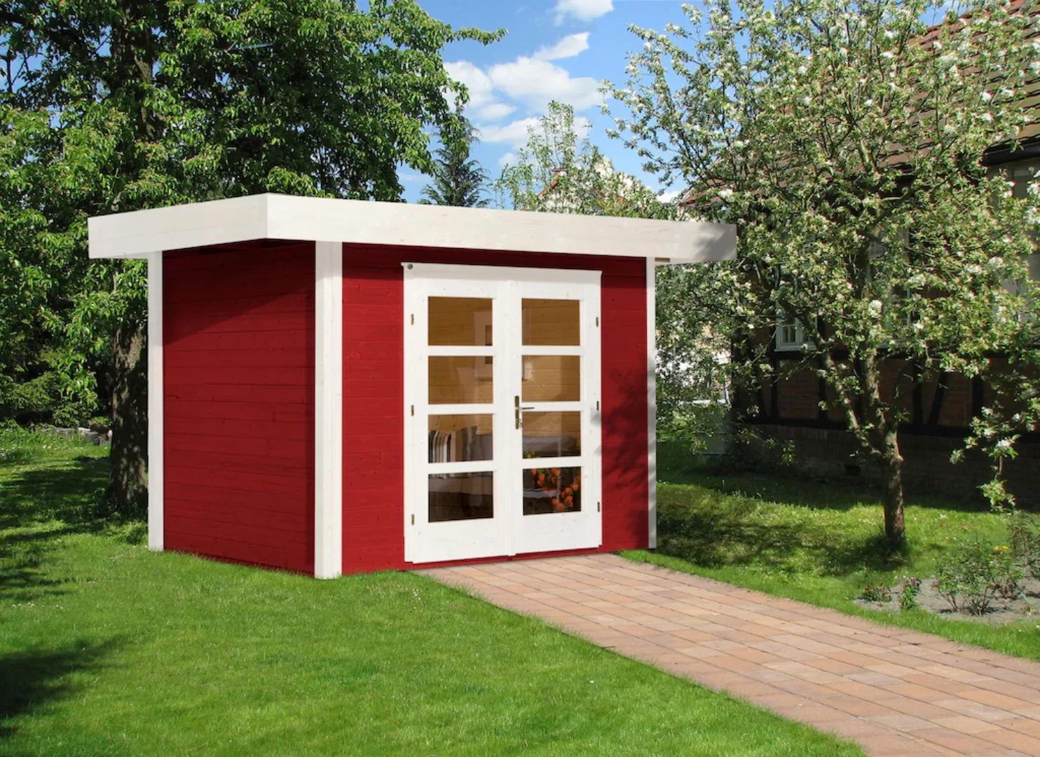 Weka Holz-Gartenhaus Flachdach Lasiert 375 cm günstig online kaufen