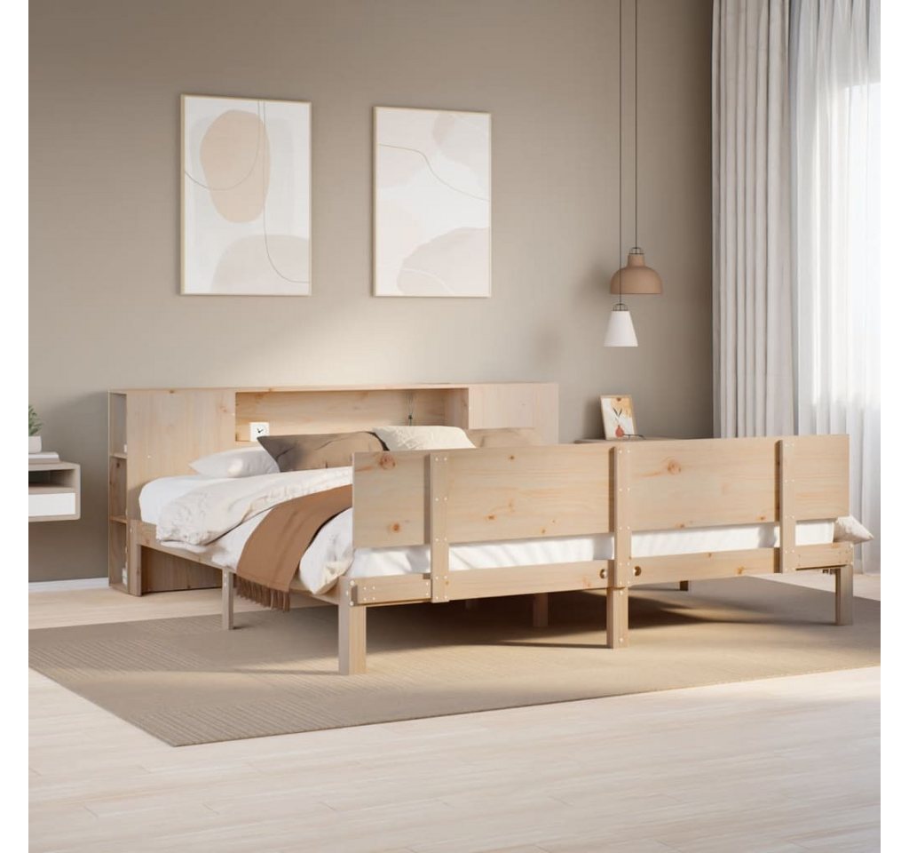 vidaXL Bett, Massivholzbett mit Regal ohne Matratze 200x200 cm Kiefer günstig online kaufen