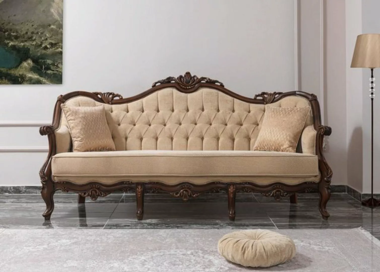 JVmoebel 3-Sitzer Dreisitzer Sofa 3 Sitz Polstersofa Beige Chesterfield 235 günstig online kaufen