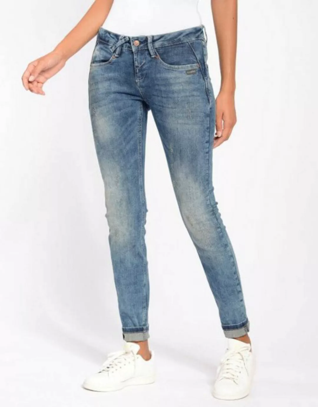 GANG Skinny-fit-Jeans 94NELE mit gekreuzten Gürtelschlaufen vorne am Bund günstig online kaufen