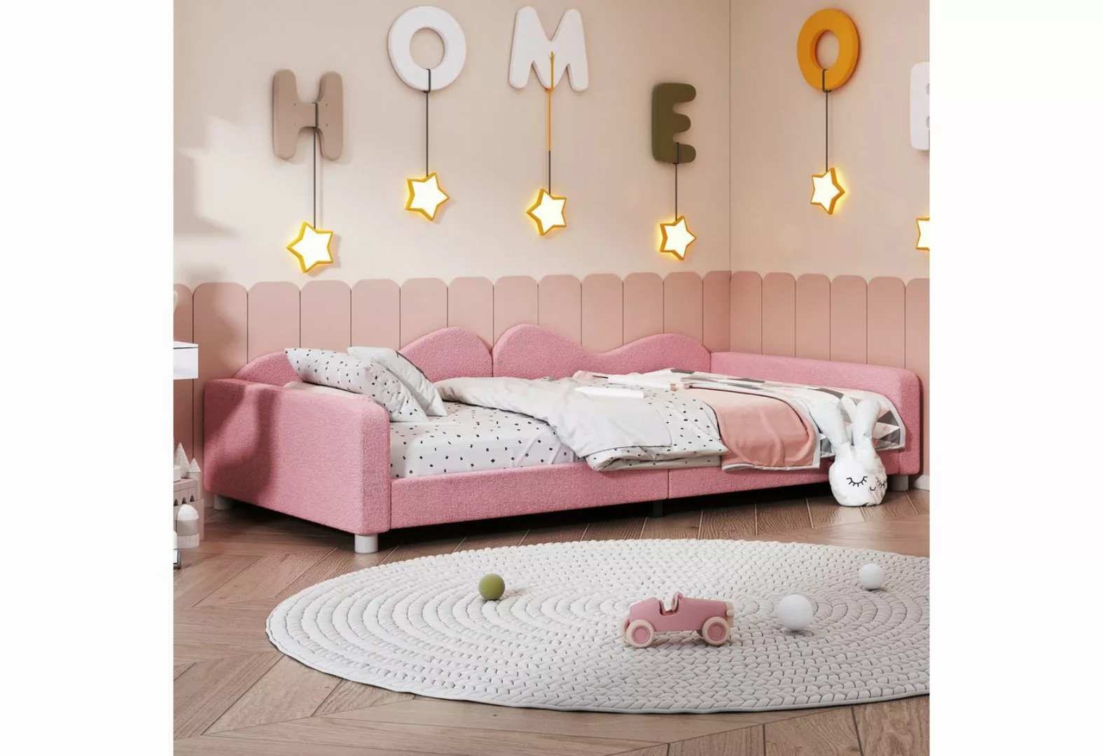 IDEASY Kinderbett Jugendbett, 90 x 200 cm, aus weichem Teddyfleece, rosa, ( günstig online kaufen