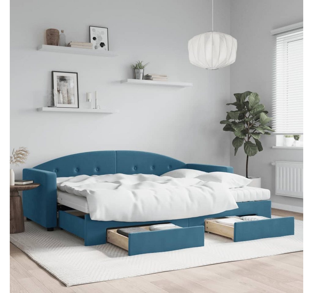 vidaXL Gästebett Gästebett Tagesbett Ausziehbar mit Schubladen Blau 80x200 günstig online kaufen