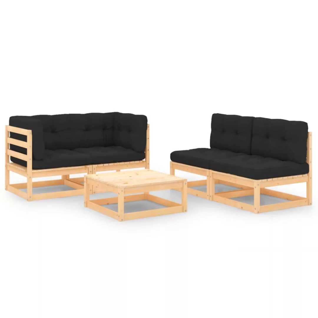 5-tlg. Garten-lounge-set Mit Kissen Massivholz Kiefer günstig online kaufen