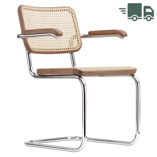 THONET S 64 V | Nussbaum Pure Materials | Stahlrohr-Freischwinger mit Armle günstig online kaufen