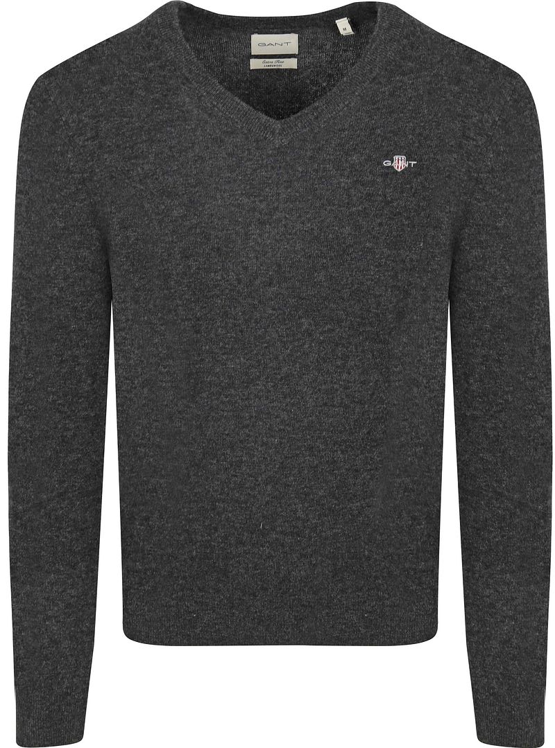 Gant Pullover V-Ausschnitt Wool Blend Navy Melange - Größe 3XL günstig online kaufen