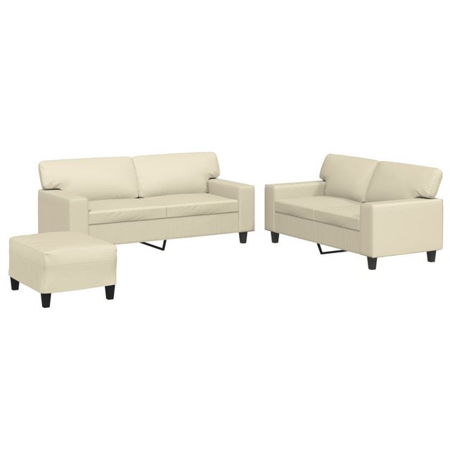 vidaXL Sofa 3-tlg. Sofagarnitur Creme Kunstleder günstig online kaufen