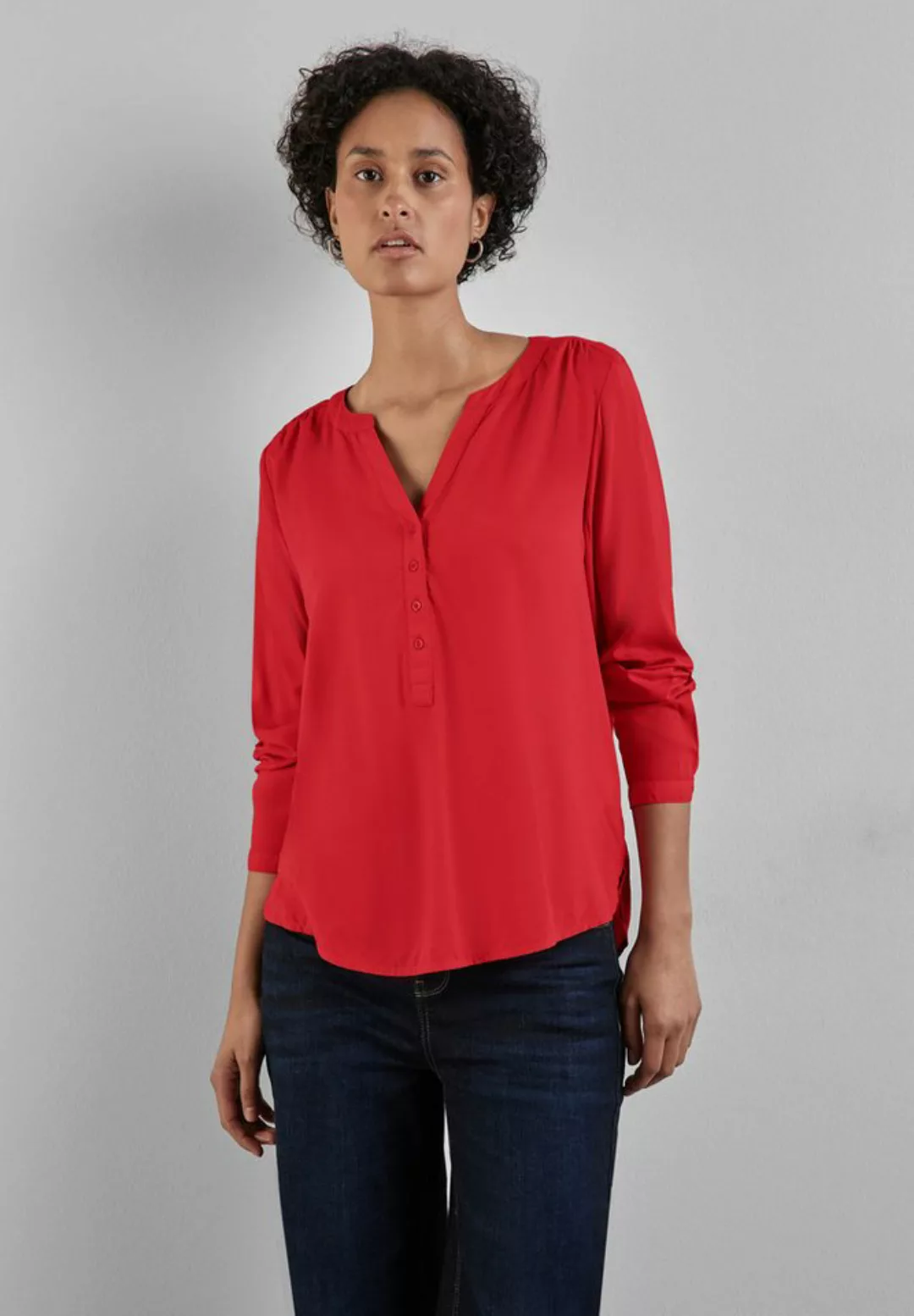 STREET ONE Klassische Bluse Street One Uni Basic Bluse in Mandarin Red (1-t günstig online kaufen