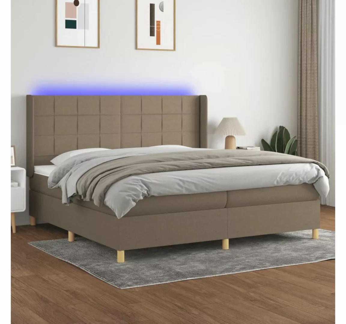 vidaXL Boxspringbett Boxspringbett mit Matratze LED Taupe 200x200 cm Stoff günstig online kaufen