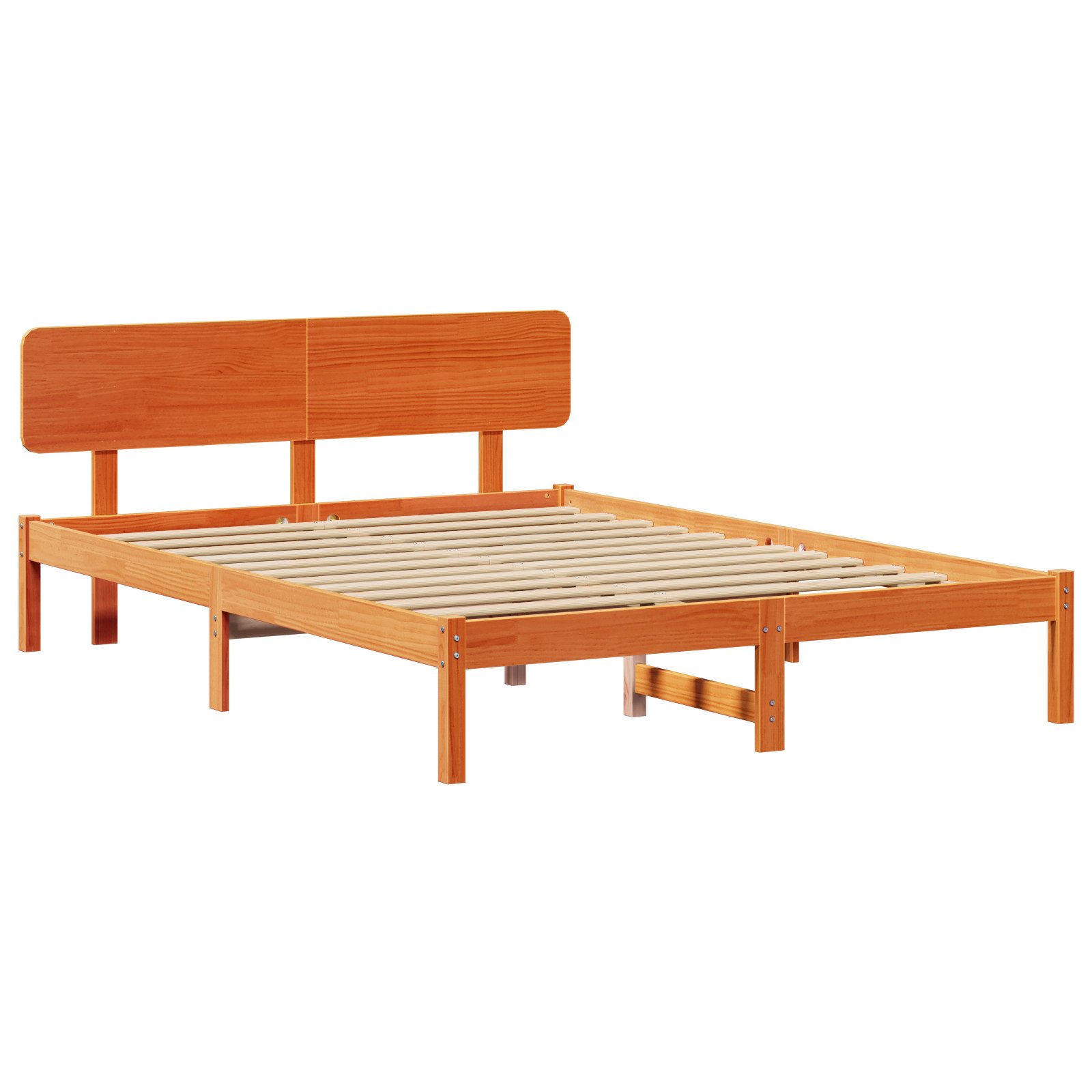 vidaXL Bett Bettgestell mit Kopfteil Wachsbrown günstig online kaufen