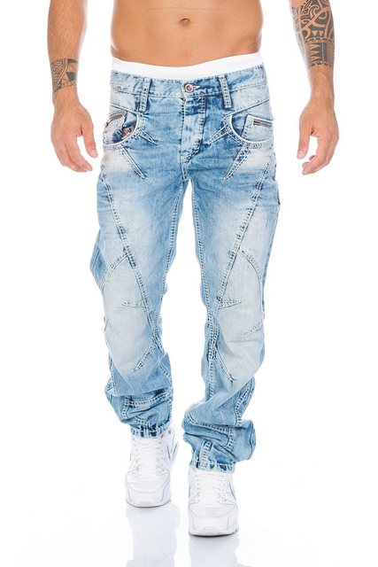 Cipo & Baxx Regular-fit-Jeans Herren Jeans Hose mit ausgefallener Nahtstruk günstig online kaufen