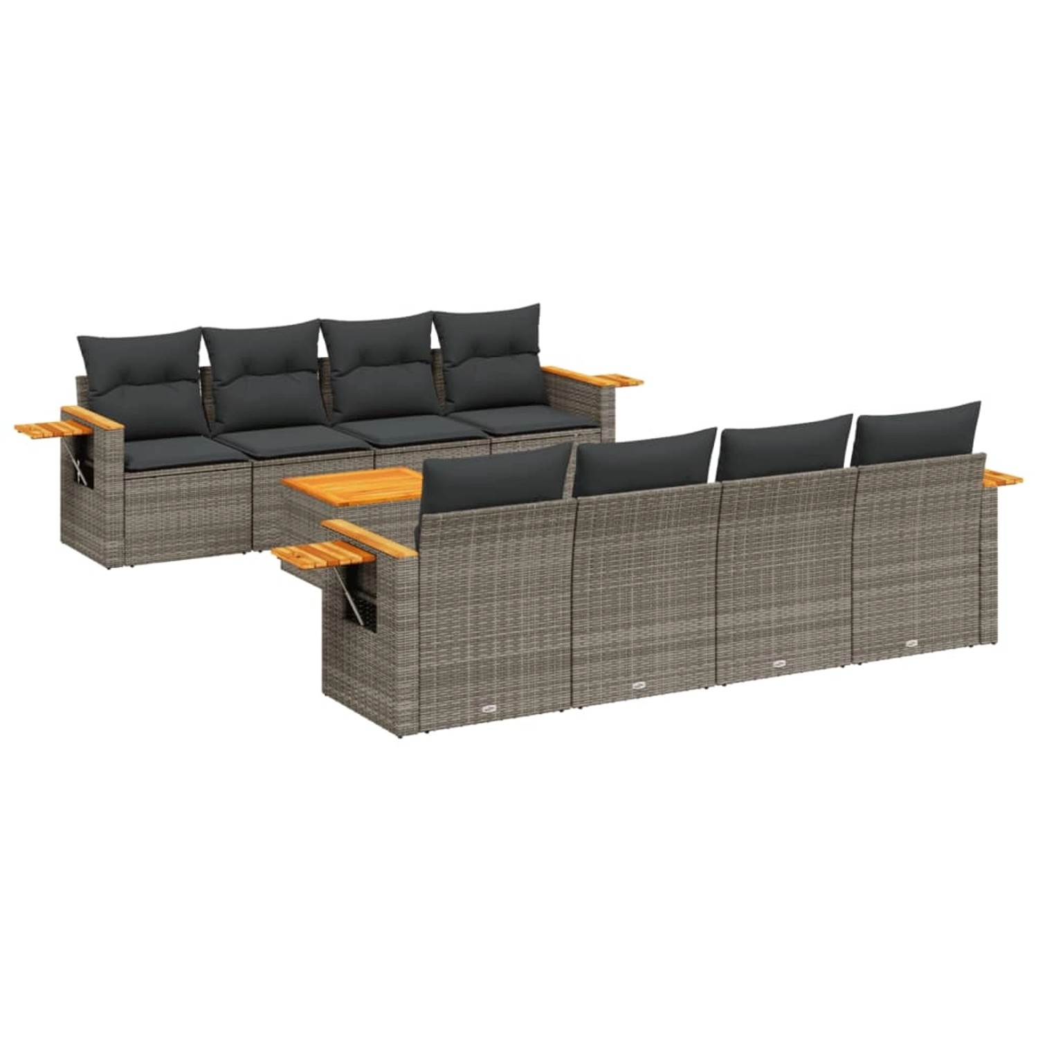 vidaXL 9-Tlg Garten-Sofagarnitur mit Kissen Grau Poly Rattan 3226662 günstig online kaufen