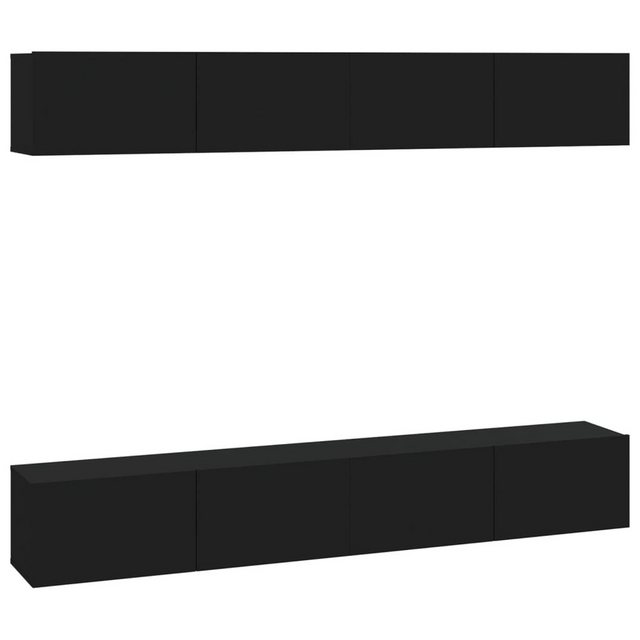 furnicato TV-Schrank TV-Wandschränke 4 Stk. Schwarz 100x30x30 cm günstig online kaufen