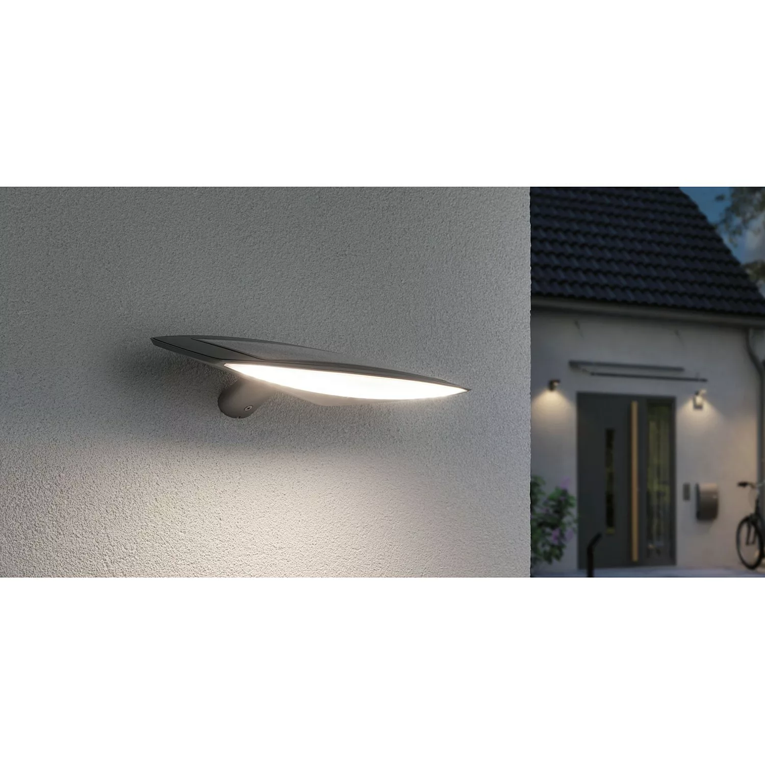 LED Solar Wandleuchte Kiran in Anthrazit 5W 280lm IP44 mit Bewegungsmelder günstig online kaufen