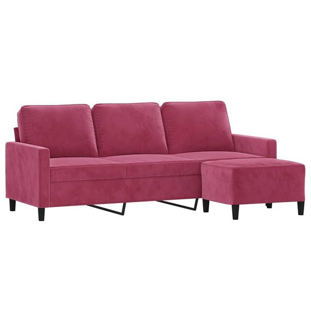 vidaXL Sofa 3-Sitzer-Sofa mit Hocker Weinrot 180 cm Samt günstig online kaufen