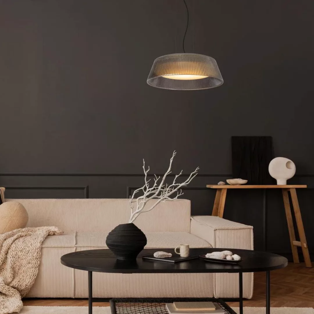 LED Pendelleuchte Vixi in Rauchglas und Schwarz 22,6W 1500lm günstig online kaufen