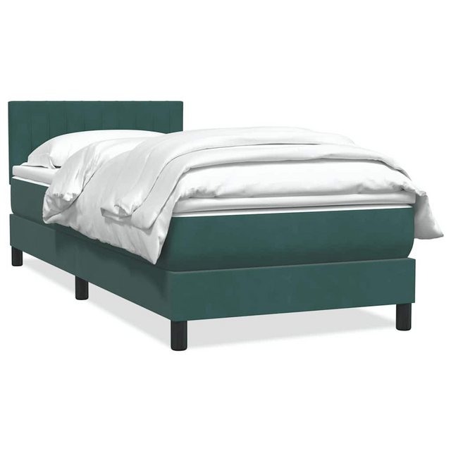 vidaXL Boxspringbett, Boxspringbett mit Matratze Dunkelgrün 80x210 cm Samt günstig online kaufen