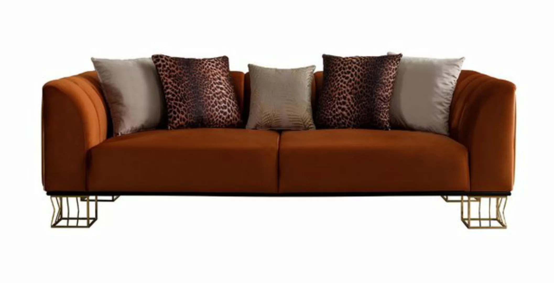 Xlmoebel 3-Sitzer Neue luxuriöse Orangefarbene 3-Sitzer Couch für das Wohnz günstig online kaufen