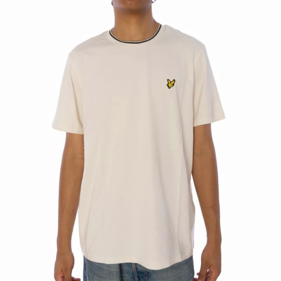 Lyle & Scott T-Shirt Mit Rundem Kragen, Weißem Streifen Am Kragen günstig online kaufen