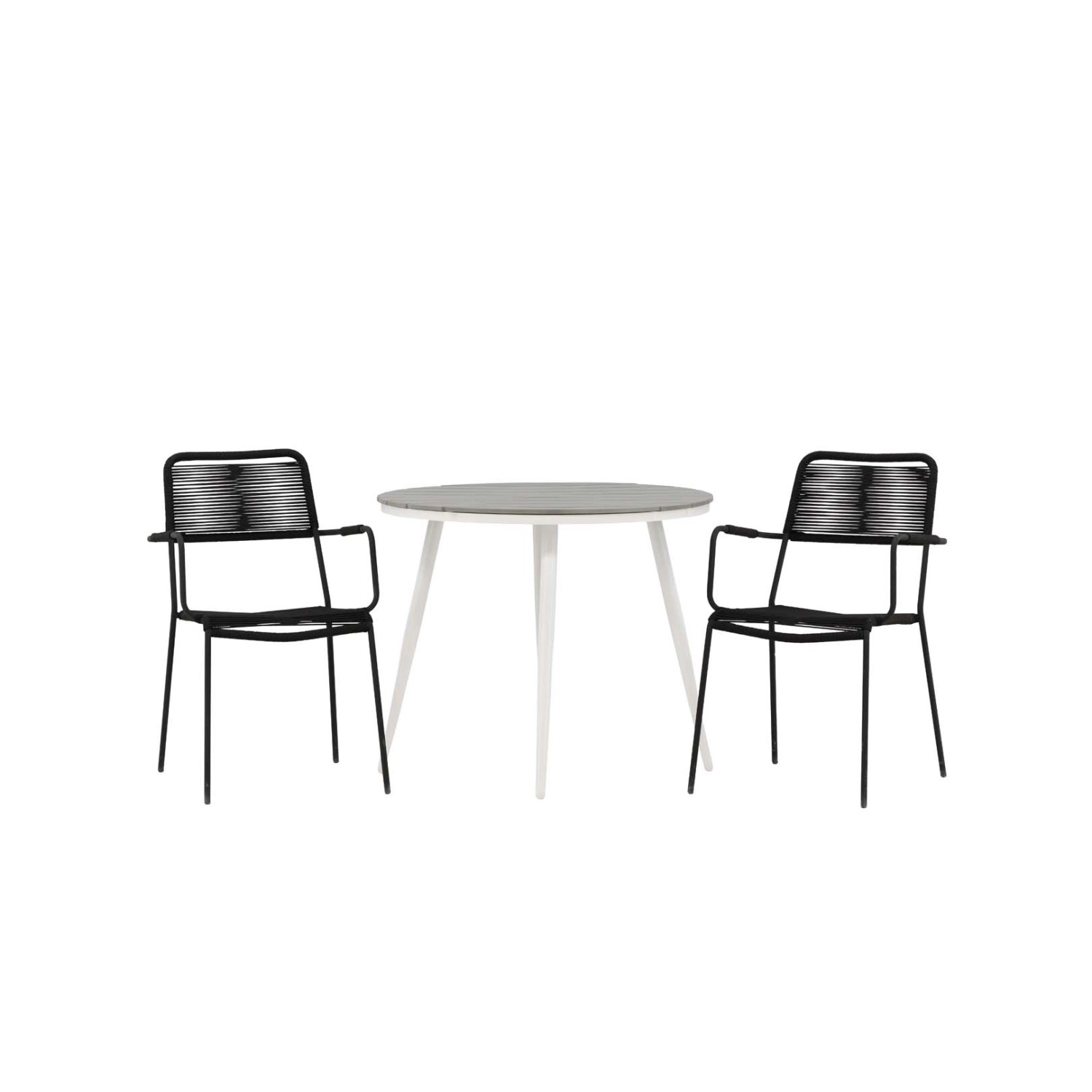 ebuy24 Break Gartenset Tisch Ø90cm Grau 2 Stühle Lindos Schwarz günstig online kaufen