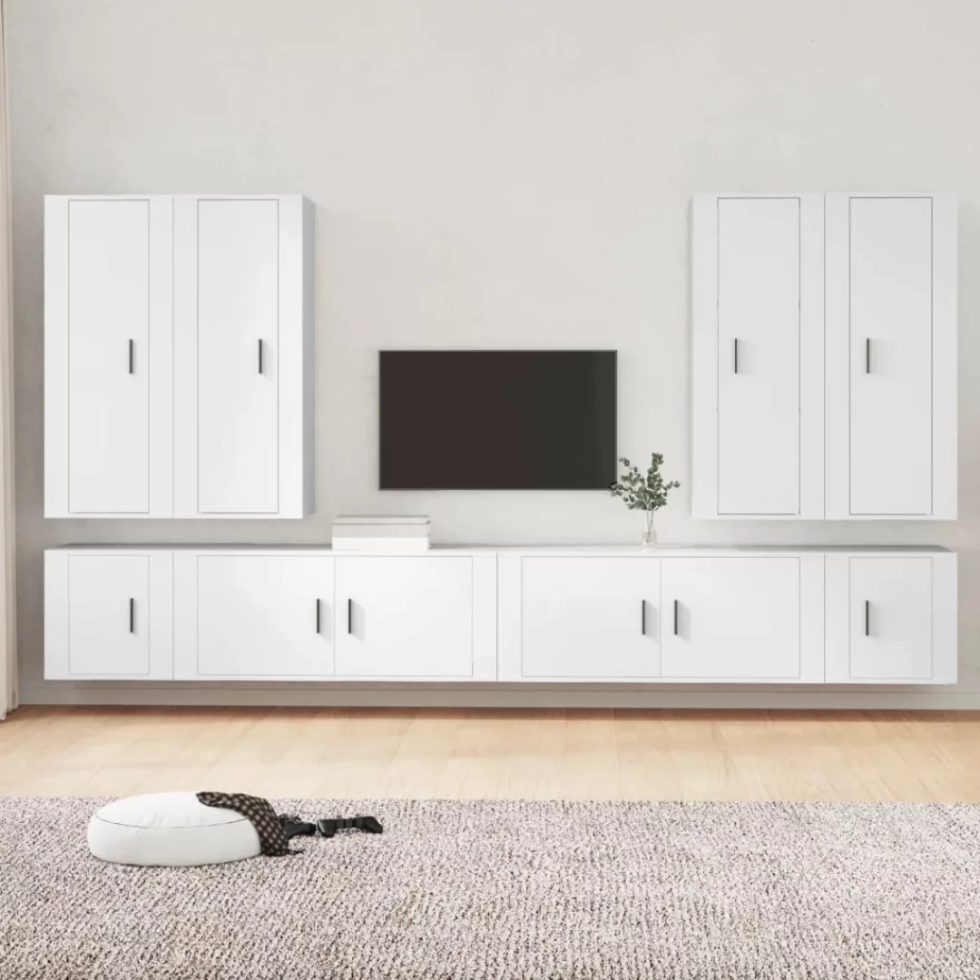 Vidaxl 8-tlg. Tv-schrank-set Weiß Holzwerkstoff günstig online kaufen