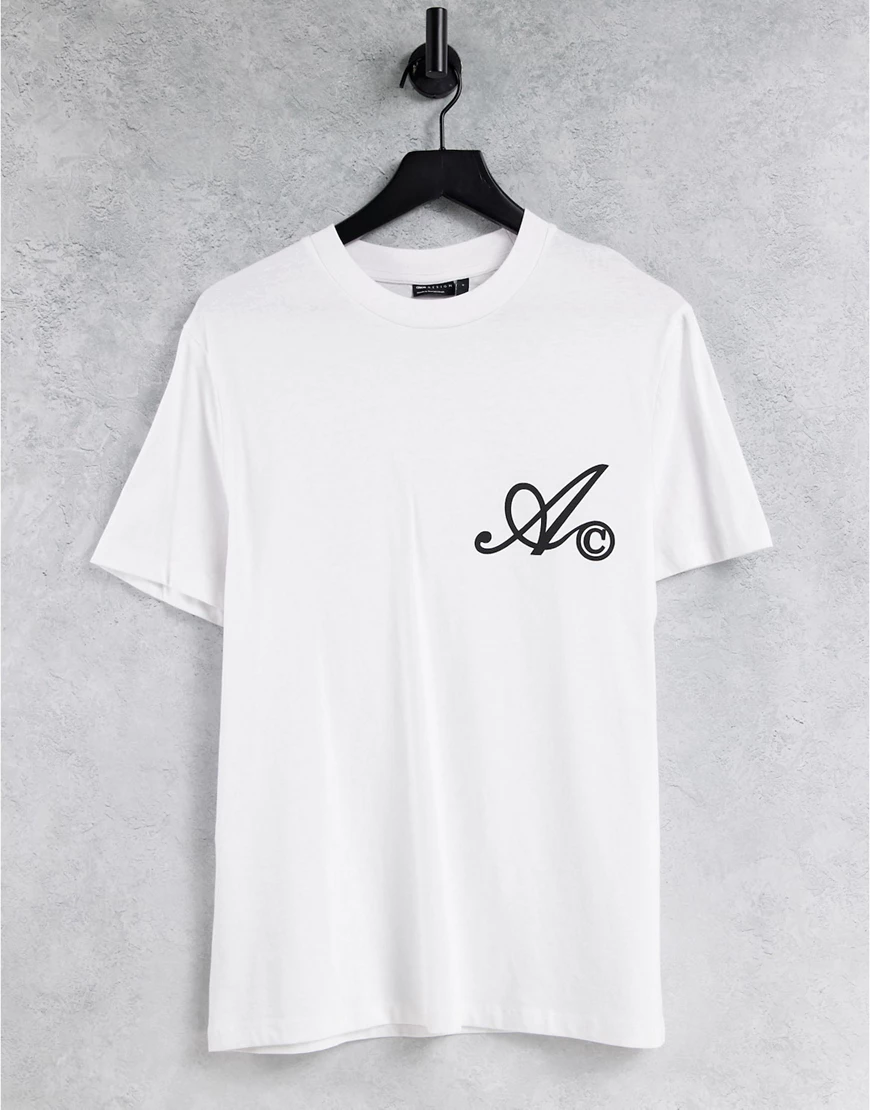 ASOS – Actual – T-Shirt in Weiß mit Schriftzug auf der Brust günstig online kaufen