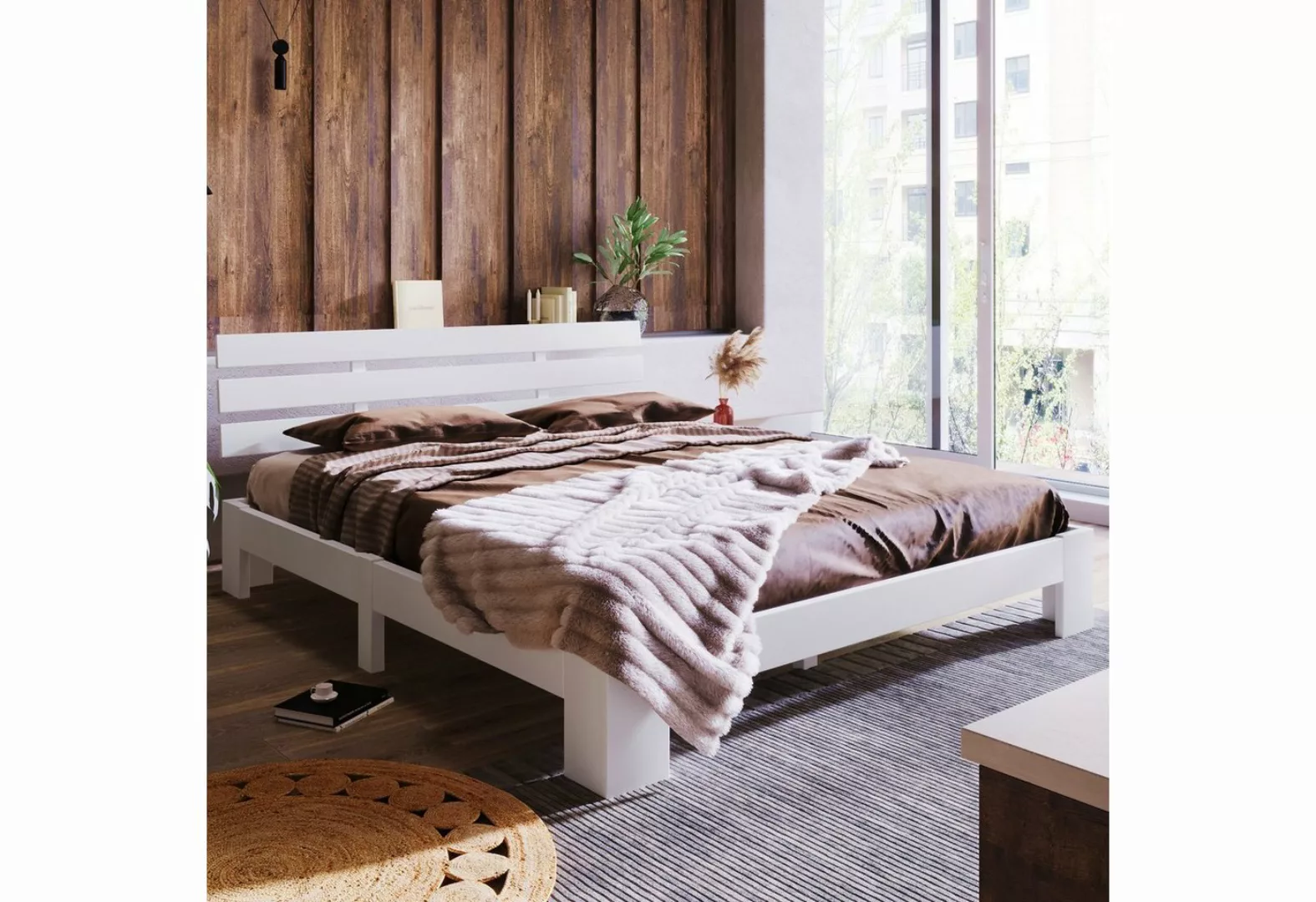 REDOM Holzbett Doppelbett Holz Bett Kinderbett Jugendbett Massivholzbett (o günstig online kaufen