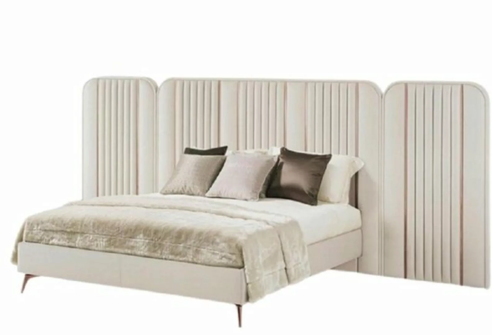 Xlmoebel Bett Kingsize Bettgestell für das Schlafzimmer in Beige - Luxuriös günstig online kaufen