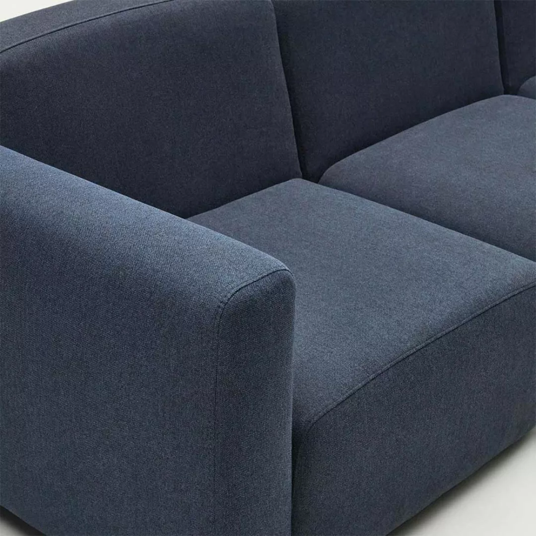 Dreisitzer Sofa modern in Dunkelblau Stoff 263 cm breit günstig online kaufen