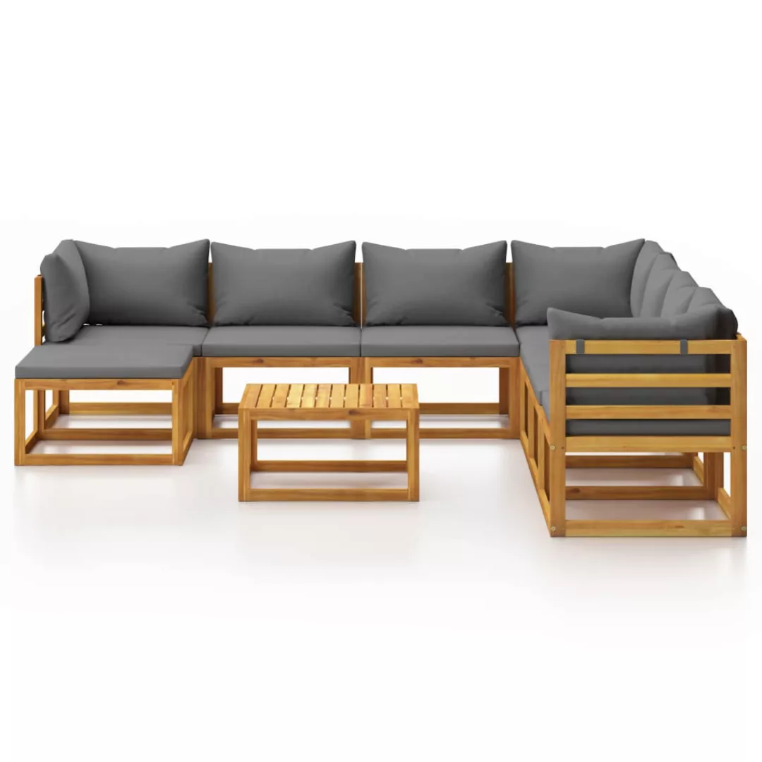 9-tlg. Garten-lounge-set Mit Auflagen Massivholz Akazie günstig online kaufen