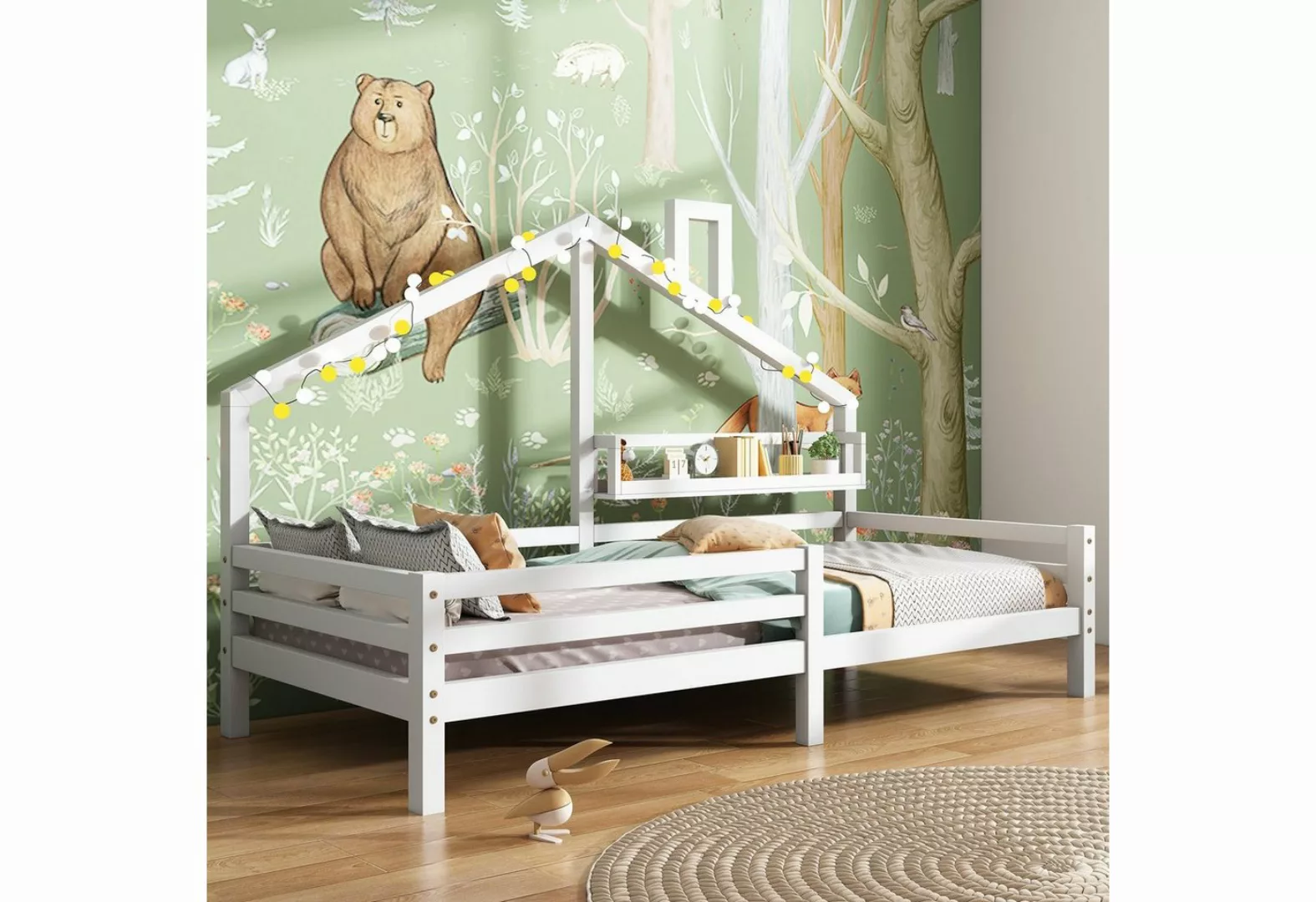 WISHDOR Kinderbett Jugendbett Hausbett Massivholzbett Einzelbett (90x200cm günstig online kaufen