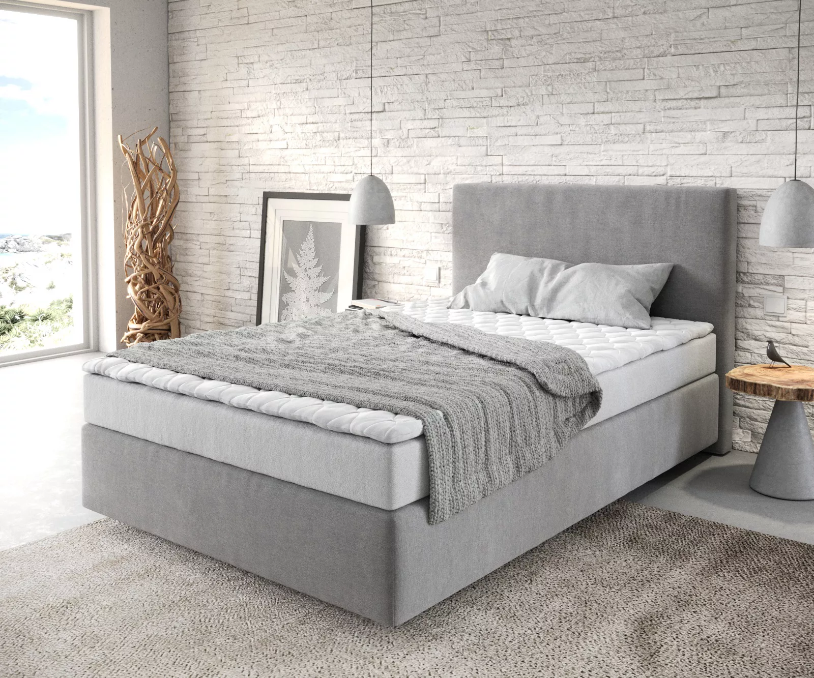 DELIFE Boxspringbett Dream-Well, Mikrofaser Grau 120x200 cm mit Matratze un günstig online kaufen